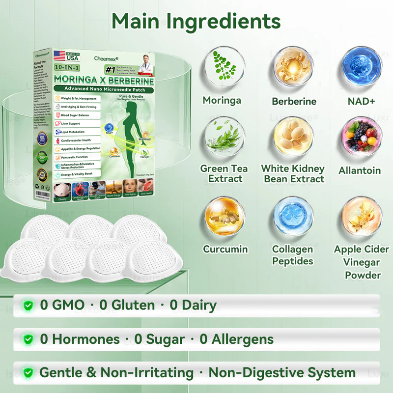 Official Store  | 👩‍⚕️Moringa & Berberine 10-IN-1 Advanced Nano Microneedle Patch (Once Daily, visible changes in 7 days)✅ Obesity, Diabetes, Sleep Apnea, And Joint Issues 🌹🌹